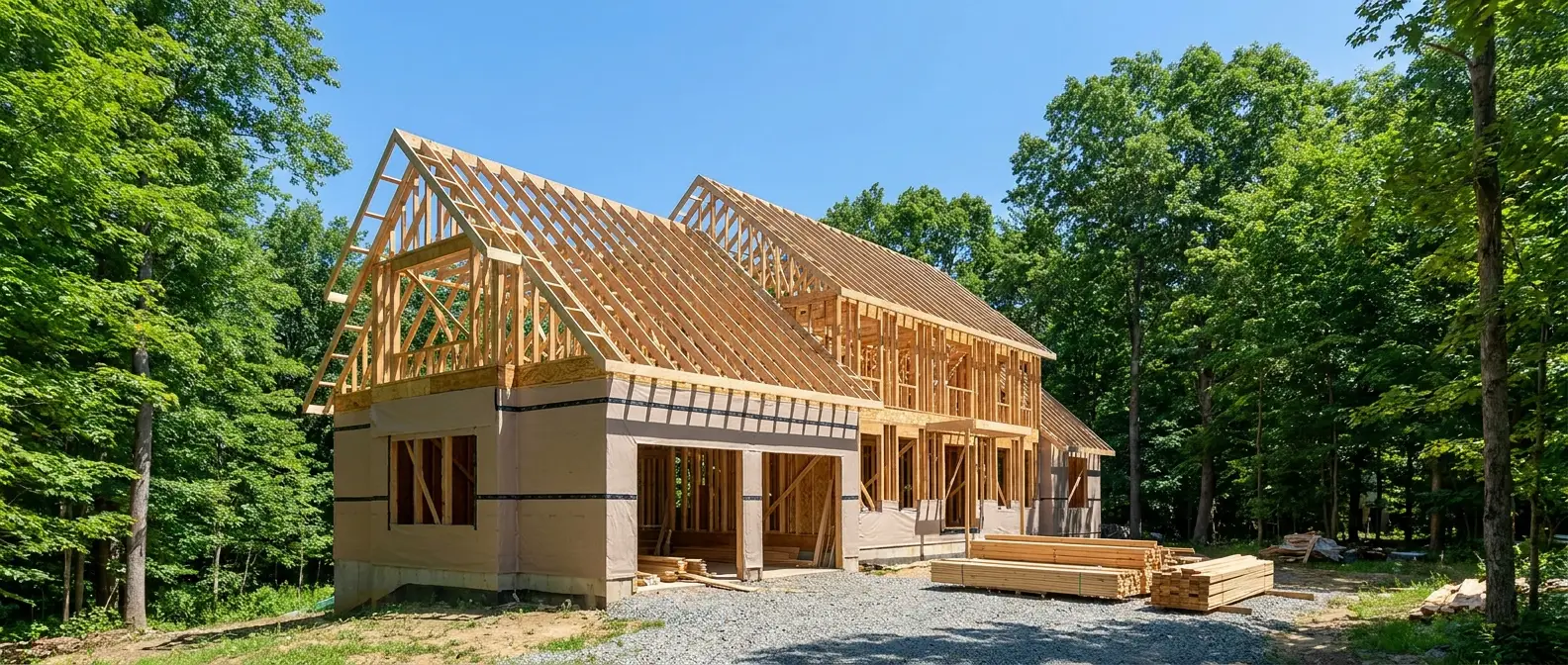 Custom home under construction in Oakland County, Michigan